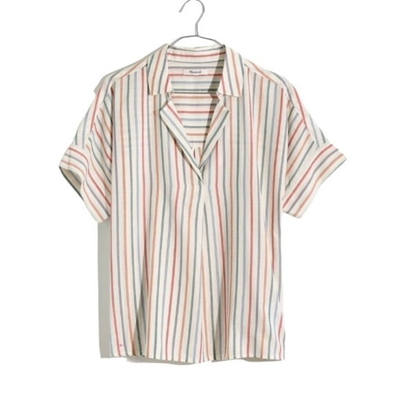 Madewell ‘Park’ Popover Rainbow Stripe Top Oversized Fit 100% Cotton Size XXS - Picture 5 of 15